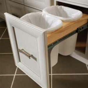 Pull out bathroom trash cabinetry