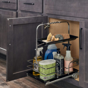Under cabinet cleaning supplies caddy
