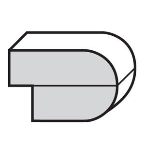 Drawing of a countertop full bullnose edge