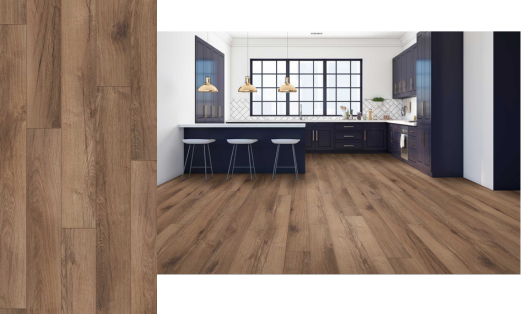 closeup of LVT flooring in a kitchen
