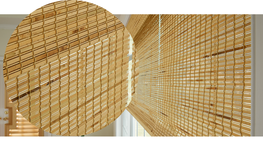 closeup of wooden window shades